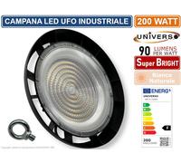 CAMPANA LED UFO LAMPADA INDUSTRIALE A SOSPENSIONE ULTRA SLIM 200W DA ESTERNOIP65 [EEK: F]
