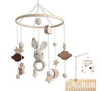 Campana Mobile Culla Bogoro Baby Campana A Vento Con Palla Feltro Coniglio Carillon Neonati Culla Biancoeolici Legno Suoni Natura Campanella Letto Morbidi Stelle E Luna Per Presepe Per Ragazze