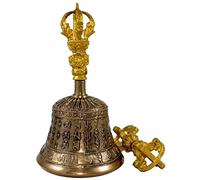 Campana nascosta, campana tibetana buddista da meditazione, campane tibetane, realizzate con materiali, le campane aiutano la mente ad entrare in uno spazio meditativo e calmo (16 cm) (12 cm)
