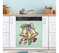 Campana natalizia per lavastoviglie, copertura magnetica per porta anteriore, grande decorazione in metallo per cucina e lavastoviglie, adesivo decorativo magnetico per frigorifero, 58 x 66 cm