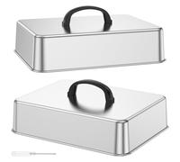 Campana per barbecue e hamburger, in acciaio inox, rettangolare, 28,5 x 22 x 10,5 cm