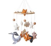Campana per lettino mobile per bambini - Figure di animali marini in feltro da appendere, Campanello a da soffitto in cerchio di legno per la cameretta dei bambini, Ornamento per l'organizzatore
