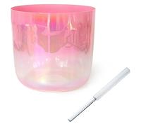 Campana sonora alchemica con sfumatura rosa rosa 432 Hz, campana tibetana in cristallo for meditazione yoga e guarigione del suono, campana chakra in quarzo con percussore acrilico e O-ring gratuiti (