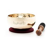Campana tibetana 300-350 g con incisione Mantra, forgiata a mano e lucidata a specchio, per meditazione, yoga e relax, commercio equo e solidale del Nepal, con battente e cuscinetto in feltro