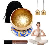 Campana Tibetana, 8 cm Campane Tibetane Originali Con Cuscino In Legno Per Ciotole e Campana in Ottone, Ideale Per La Meditazione Yoga e Il Rilassamento