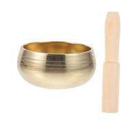 Campana Tibetana Artigianale Oro con Mazzetta per Meditazione | Legno e Rame, Vibrazioni Sincronizzate e Toni Profondi, Portatile e Leggero per Viaggio o Regalo Spirituale
