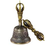 Campana Tibetana Buddista E Set Dorje, Campana in bronzo Puja 100% fatta a mano, campana di meditazione tibetana for la guarigione del suono e lo yoga(Size:18cm)