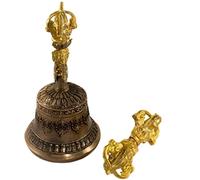 Campana Tibetana Buddista E Set Dorje, Campana in bronzo Puja fatta a mano al 100% for la decorazione domestica, for la meditazione, la preghiera, il Reiki, la veglia, la concentrazione, il set Dorje