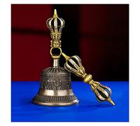 Campana tibetana buddista e set Dorje Pestle Bell, Speciali campane tibetane in fusione di metallo realizzate in India for la meditazione, i rituali, le preghiere e come strumenti buddisti(Bronze)