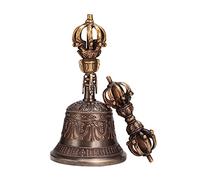 Campana Tibetana Buddista E Set Dorje, Straordinaria maestria artigianale è versata in questa splendida campana a mano for farla risaltare dalla massa(16cm)