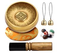 Campana tibetana - Campana tibetana per meditazione, set di campane tibetane, con pietra yoga a 7 colori, 2 campane, campane tibetane, ciotola per il relax e la meditazione