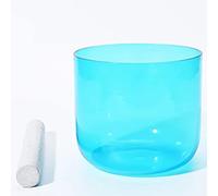 Campana tibetana colorata a 432 Hz con maglio in Sudede e O-ring gratuiti, campana alchemica in cristallo di quarzo trasparente for la guarigione del suono e la meditazione (Color : Cyan, Size : G n