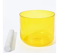 Campana tibetana colorata a 432 Hz con maglio in Sudede e O-ring gratuiti, campana alchemica in cristallo di quarzo trasparente for la guarigione del suono e la meditazione (Color : Yellow, Size : F