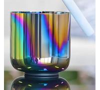 Campana tibetana colorata con luce cosmica naturale, 432/440 Hz, per alchimia cosmica, per yoga, meditazione e guarigione del suono (nota C, 15,2 cm, 440 Hz + borsa)