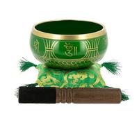 Campana tibetana con simboli verdi per meditazione 13,5 cm