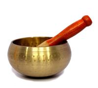Campana tibetana da 12,7 cm, strumento di preghiera buddista tibetano con bastone attaccante, campana OM, ciotola OM, ciotola da meditazione, musicoterapia (oro)