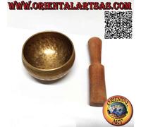 Campana tibetana da 8,5 cm Ø realizzata e battuta a mano con batacchio (185 g)