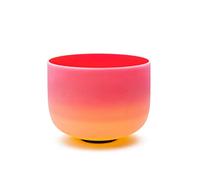 Campana tibetana di cristallo, Ciotola tibetana in cristallo di quarzo satinato color rosso-giallo arcobaleno da 432 Hz, guarigione sonora da 10 pollici(G)