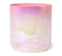 Campana tibetana in cristallo colorato 432 Hz, ciotola for chakra in quarzo rosa pesca sfumato con percussore in acrilico e O-ring gratuiti, campana curativa for yoga e meditazione(7"C)