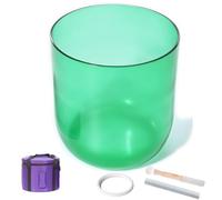 Campana tibetana in cristallo di quarzo con luce cosmica verde alchemica 432/440Hz, campana tibetana con luce cosmica naturale, for meditazione, preghiera, yoga, riduzione dello stress(F note,6" 440hz
