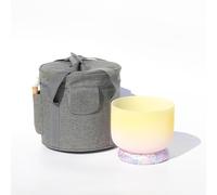 Campana tibetana in cristallo giallo rosa da 25,4 cm, per yoga e yoga, per alleviare lo stress, terapia del suono, con borsa (25,4 cm)