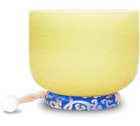 Campana tibetana in cristallo per yoga, realizzata a mano, per alleviare la fatica e l'ansia, adatta per principianti e professionisti, include strumento a percussione, 17,8 cm