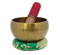 Campana tibetana per meditazione e yoga, pace interiore e serenità, terapia del suono e delle vibrazioni, bacchetta per la guarigione dei chakra in lega di ottone, diametro 10 cm (oro antico)