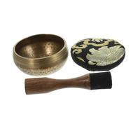 Campana Tibetana per Meditazione e Yoga, Set in Rame Giallo Anello | Suono Avvolgente e Duraturo, Fiore a Forma di Goccia e Tessuto Inclusi, per Pratica Meditativa e Disciplina Yoga