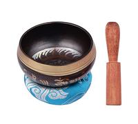 Campana tibetana, set di campane tibetane con campana tibetana in metallo fatta a mano da 8 cm e morbido cuscino e percussore in legno for la meditazione, il suono, la guarigione, il chakra, lo yoga,