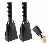 Campanaccio in metallo da 22,9 cm, 2 pezzi, in acciaio inox, grandi campane per percussioni a mano, con manico, per batteria, strumento per eventi sportivi, concerti di feste, matrimoni