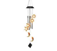 Campane a con luce solare - Campanelle Eoliche per Esterno | Decorazione Da Giardino Impermeabile Luna E Stelle, Arte per Patio E Finestra Decorazioni Esterne