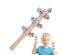 Campane a mano in legno, campane portatile - Strumento musicale Percussione Shaker Rattle,Jingle Bells Stick con manico in legno per i concerti di balli per le prestazioni del compleanno