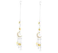 Campane a vento, Campane a vento per esterni， 2 pezzi luna porta d'ingresso decorazione parete fiore decorazione del giardino forma di luna carillon di vento pendente di cristallo campana del vento mu