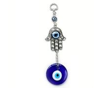 Campane a vento Carillon a vento in vetro blu da appendere all'auto, accessorio decorativo, benedizioni posteriori, protezione, fede, riflessione dell'energia, bomboniera Campane tubolari(Glass eyes)