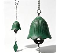 Campane a vento tradizionali giapponesi fortunate per esterni, in ghisa, campanella a vento commemorativa e simpatia con foglie, campane a vento per interni, patio, balcone (foglia verde)