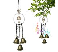 Campane da strega fatte a mano, 2026 nuove campane da strega per pomello della porta, campane a vento in ottone con 3 campane, campana da appendere alla porta in stile bohémien, decorazione da