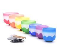 Campane Di Cristallo Di Loto Colorate, Set Da 6-12 Pollici, Con Borse For Il Trasporto, Bastoncini In Pelle Scamosciata E Mazze Di Gomma, Regalo For Yoga, Meditazione Zen(440hz)