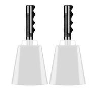 Campane di mucca con manici, confezione da 2 campanelli per eventi sportivi: questi campanacci a percussione a mano sono ideali per tifare a partite di calcio, feste, concerti, lauree ed eventi