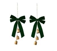 Campane di Natale in ferro con fiocchi di velluto, 25 cm, rosso e verde | Elegante design con fiocco a campana, espositore festivo per finestre, stile classico per le vacanze, robusto telaio in ferro