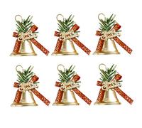 Campane di Natale per la decorazione, 6 pezzi 1, 6 pollici Ornamenti di campane di Natale in metallo dorato con fiocco, ornamento da appendere per le vacanze dell'albero di