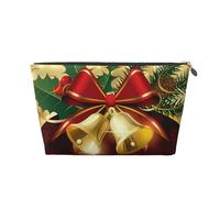 Campane d'oro del nastro rosso di Natale, Borsa da toilette Borsa per trucco Borsa per cosmetici Borsa da toilette da viaggio portatile