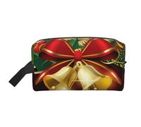 Campane d'oro del nastro rosso di Natale, Borsa per il trucco Borsa per cosmetici Borsa da viaggio portatile da viaggio Borsa per trucco Organizer