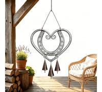 Campanella a vento con cuore a ferro di cavallo, campana portafortuna in metallo realizzata a mano, campanelli eolici romantici con toni profondi e risonanti, perfetti for cortili, portici(1pcs)