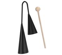 Campanella portatile Agogo - Campanaccio a percussione a mano con bastone di legno, due toni doppi in metallo Samba Agogo Bells | Percussioni latine tradizionali | Campana Agogo in metallo per