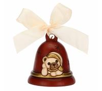THUN - Campanella Limited Edition 2023 Rossa con Teddy in Ceramica Decorata a Mano, Decorazioni Natale Casa, 7.3x7.3x8.5 cm h