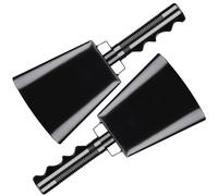 Campanelle in acciaio da 25,4 cm, con manici, campane per tifo, sport, partite di calcio, eventi, campane a mano solide per la scuola, campane da mucca, strumento musicale a percussione (nero)