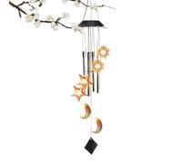 Campanelli a a energia solare, con luna e stella, impermeabili, decorativi per esterni, per giardino, cortile, albero, casa, balcone, finestra, parete, compleanno, festa di inaugurazione della
