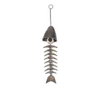Campanelli a a forma di lisca di pesce, campanello a in ferro per esterni con melodia rilassante, ornamento sospeso a scheletro di pesce per giardino, balcone, cortile