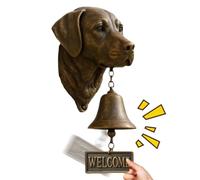 Campanelli a tema cane di benvenuto divertente a tema animale vintage | Campana a forma di testa di cane, decorazione da parete per cancello, portico, giardino, casa, stanza di