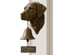 Campanelli a tema cane di benvenuto divertente a tema animale vintage | Decorazione da parete per porta cane anello per portico giardino cortile casa sicurezza stanza Labrador
